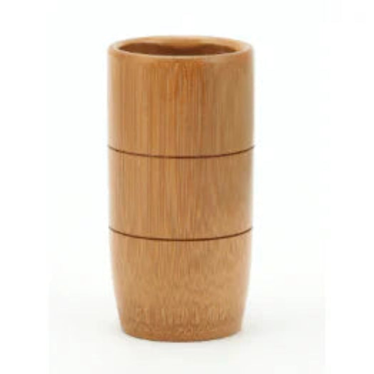 Bamboo container with a lid on a white background