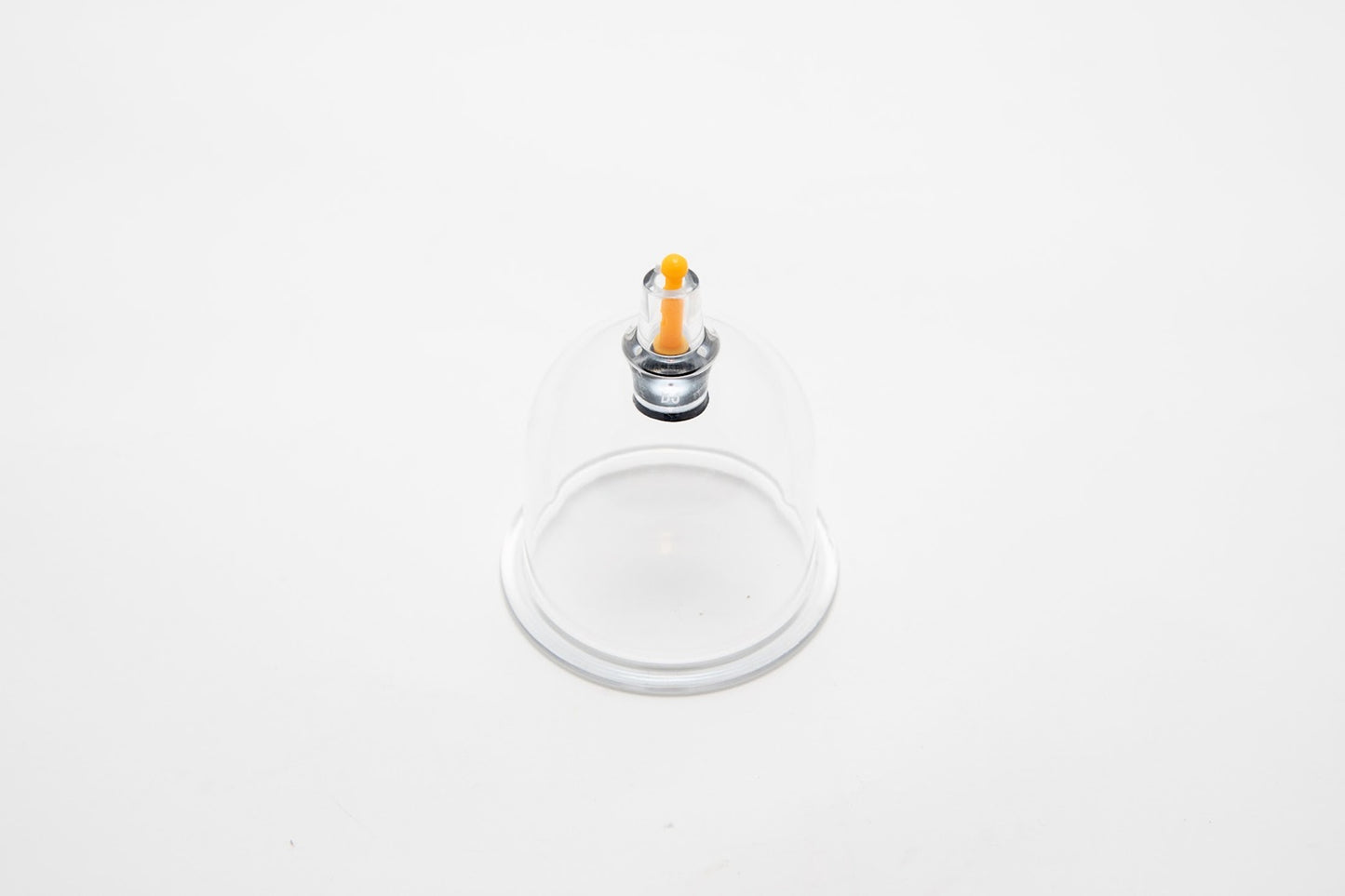 Clear glass lid with a silver screw-on lid on a white background