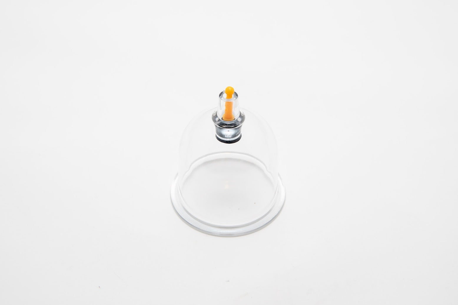 Clear glass lid with a silver screw-on lid on a white background