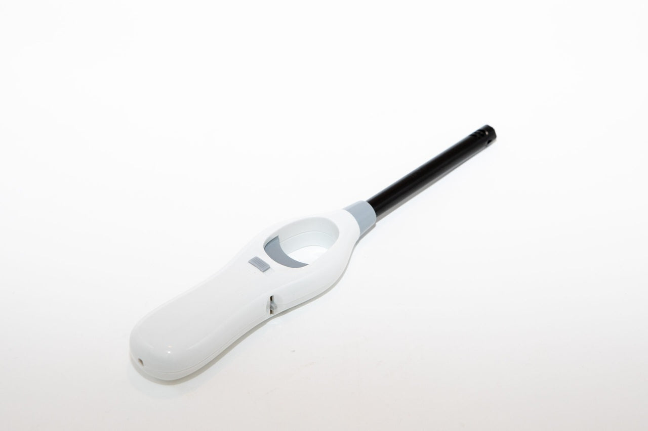 White lighter with black trigger on a white background