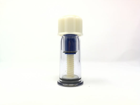 Clear plastic bottle with a white cap on a white background